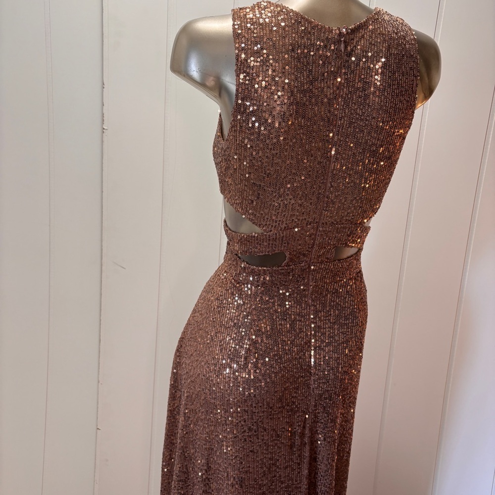 Fashion Nova Bronze Sequin Grad Dress - Picture 4 of 16